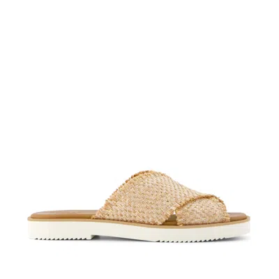 Toms Women's Mae Crossover Slide Sandal Natural Metallic Rafia In Neutral