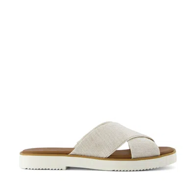 Toms Mae Crisscross Slide Sandal In Champagne Metallic Suede