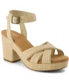 Toms Majorca Ankle Strap Platform Sandal In Almond Raffia