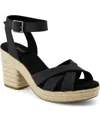 Toms Majorca Ankle Strap Platform Sandal In Black Leather