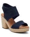 Toms Majorca Womens Slip On Open Toe Espadrilles In Navy Basket Weave