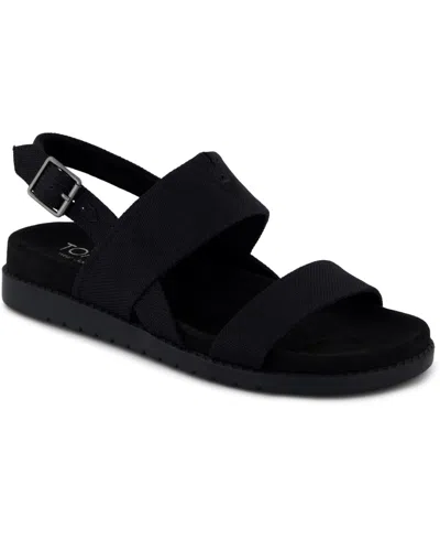 Toms Women's Marin Adjustable Buckle Sandals In Black,black Heavy Canvas