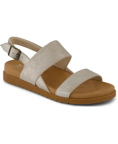 Toms Women's Marin Adjustable Buckle Sandals In Champagne Metallic Suede