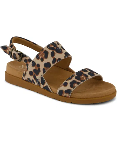 Toms Women's Marin Adjustable Buckle Sandals In Oatmeal Leopard Suede