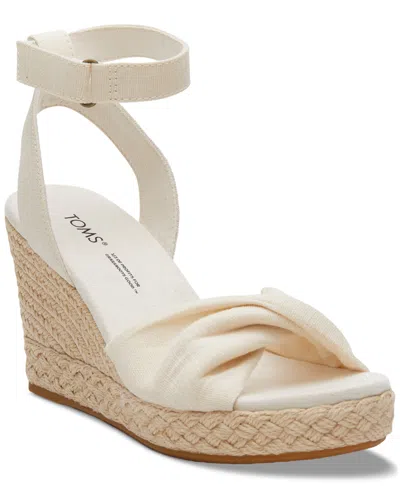 Toms Women's Marisela Twist Platform Espadrille Wedge Sandals In White