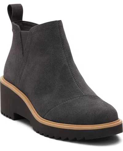 Toms Women's Maude Side Zip Booties In Forged Iron Suede