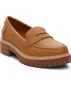 Toms Cara Platform Penny Loafer In Brown Leather