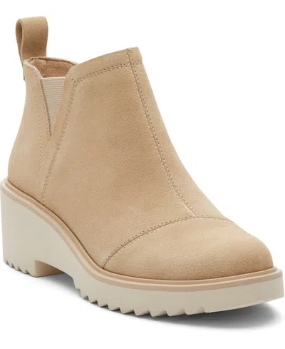 Toms Women's Maude Wide Width Side Zip Booties In Oatmeal Suede