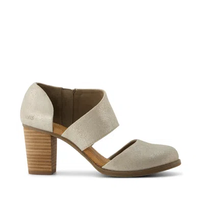Toms Women's Milan Champagne Metallic Suede Closed Toe Heel In Gray