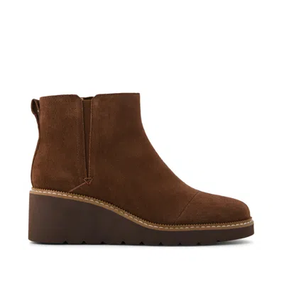 Toms Women's Mina Wedge Boot Water Repellent Hot Cocoa Suede In Yellow