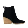 Toms Women's Noa Suede Pull On Wedge Bootie In Black
