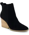Toms Women's Noa Suede Pull On Wedge Bootie In Black Suede