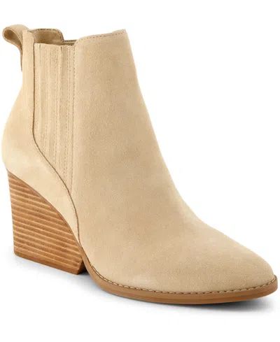 Toms Women's Noa Suede Pull On Wedge Bootie In Natural Suede