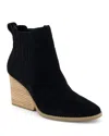 Toms Women's Noa Suede Pull On Wedge Bootie In Black