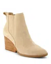 Toms Women's Noa Suede Pull On Wedge Bootie In Natural