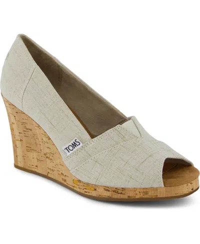 Toms Women's Slip On Wedge Sandals In Natural Crosshatch Jacquard