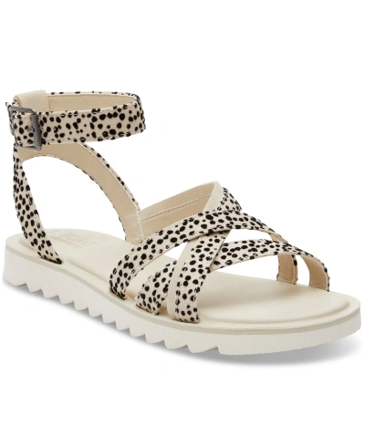 Toms Rory Ankle Strap Sandal In Fog Flocked Mini Cheetah