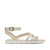 Toms Women's Rory Cream Leather Sandal In White