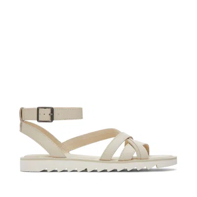 Toms Women's Rory Cream Leather Sandal In White