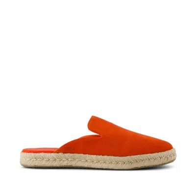 Toms Women's Santiago Mule Espadrille Flame Suede Slip On In Orange