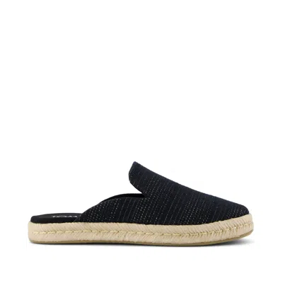 TOMS WOMEN'S SANTIAGO MULE ESPADRILLE METALLIC LINEN STRIPE SLIP ON