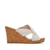 Toms Women's Serena White Cork Wedge Sandal In Blue