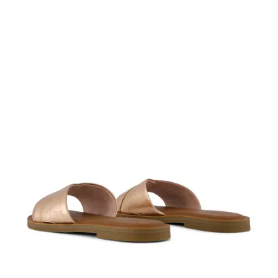 Toms Women's Shea Rose Gold Metallic Nappa Leather Slide Sandal In Brown