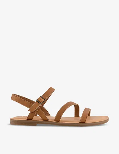 Toms Womens Tan Kira Ankle-strap Leather Sandals
