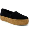 Toms Women's Carolina Espadrille Platform Flats In Black Leather