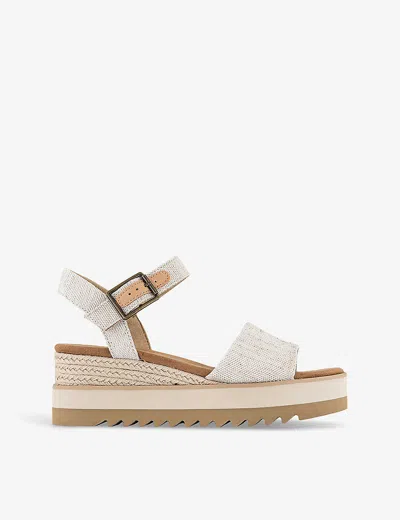 TOMS OMS WOMENS NATURAL YARN DYE DIANA ANKLE-STRAP LEATHER WEDGE SANDALS EUR 41 / 8 UK
