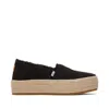 Toms Women's Valencia Canvas Platform Espadrille Slip On In Black