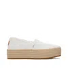 Toms Women's Valencia Canvas Platform Espadrille Slip On In White