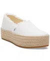 Toms Women's Valencia Canvas Platform Espadrille Slip On In White Canvas
