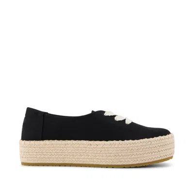 Toms Women's Valencia Lace-up Platform Espadrille Canvas In Black
