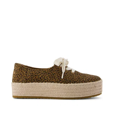 Toms Women's Valencia Lace-up Platform Espadrille Toffee Leopard Print In Animal Print
