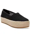Toms Womens Black Valencia Frayed-trim Woven Platform Espadrilles In Black Moroccan Crochet