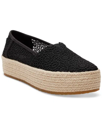 Toms Women's Valencia Canvas Platform Espadrille Slip On In Black