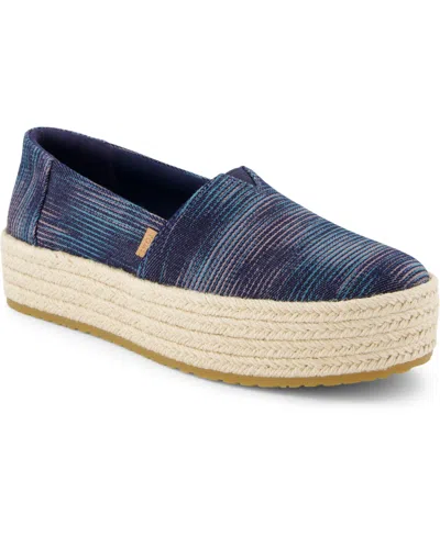 Toms Women's Valencia Novelty Denim Platform Espadrilles In Navy Novelty Denim