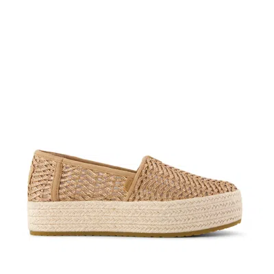 Toms Women's Valencia Platform Espadrille Bronze Deco Basket Weave Slip On In Multi