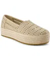 Toms Women's Valencia Platform Espadrille Slip-on Shoes In Champagne Metallic Leather Basket Weave