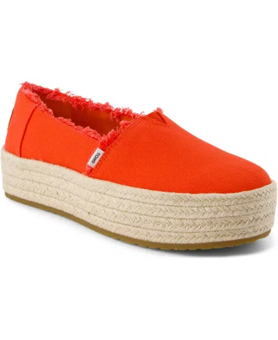 Toms Women's Valencia Platform Espadrille Slip-on Shoes In Flame Canvas