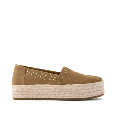Toms Women's Valencia Platform Espadrille Toffee Suede In Brown