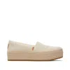 Toms Women's Valencia Platform Espadrille Undyed Metallic Linen Stripe Slip On In Neutral