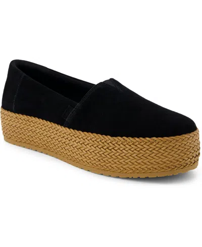 Toms Women's Valencia Suede Platform Espadrilles In Black Suede