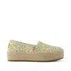 Toms Women's Valencia Yellow Liberty Print Platform Espadrille Slip On In Animal Print