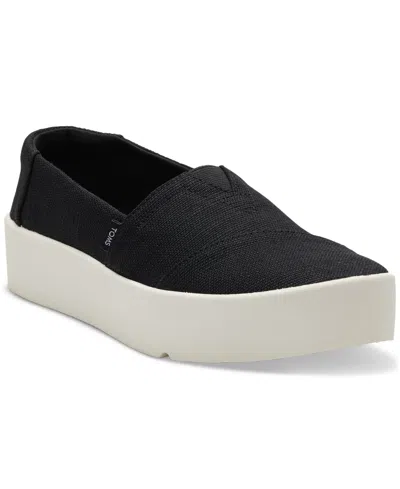 Toms Alpargata Boardwalk Womens Round Toe Slip On Loafers In Black Canvas