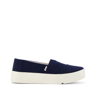 Toms Women's Verona Slip On Sneaker Navy Heritage Canvas In Blue
