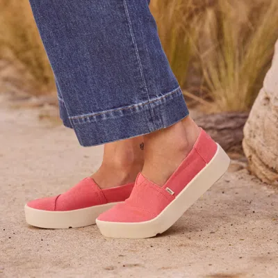 Toms Women's Verona Slip On Sneaker Sunset Coral Heritage Canvas In Pink