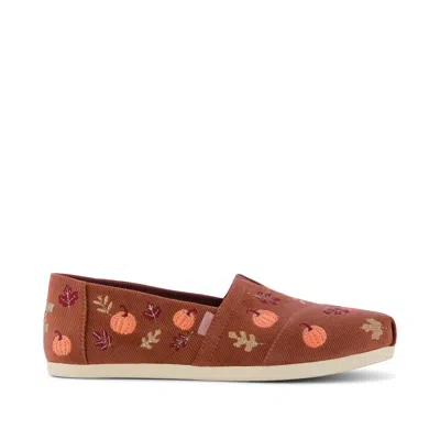 Toms Women's Womens Alpargata Classic Amber Brown Corduroy Embroidered Pumpkins In Multi