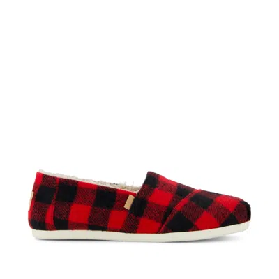 Toms Women's Womens Alpargata Classic Buffalo Plaid Red Faux Shearling In Multi